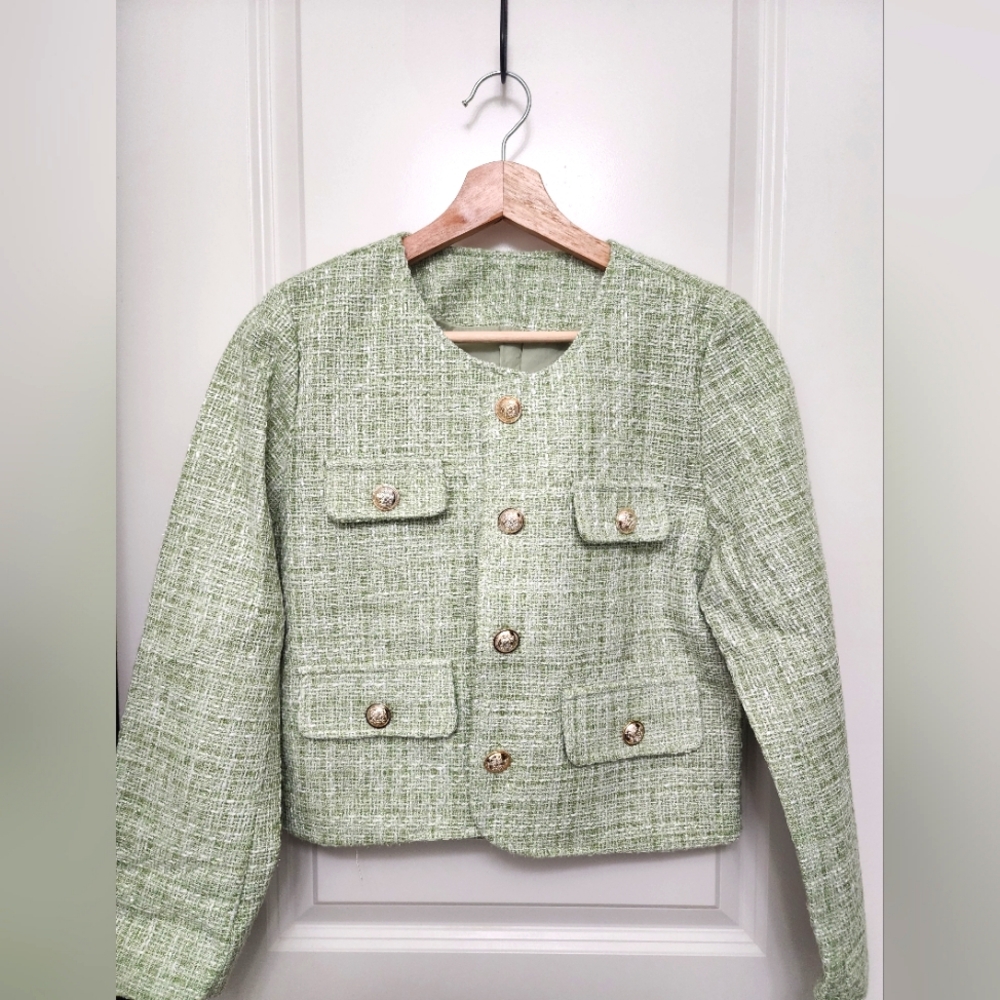 Soft tweed Blazer (Green)